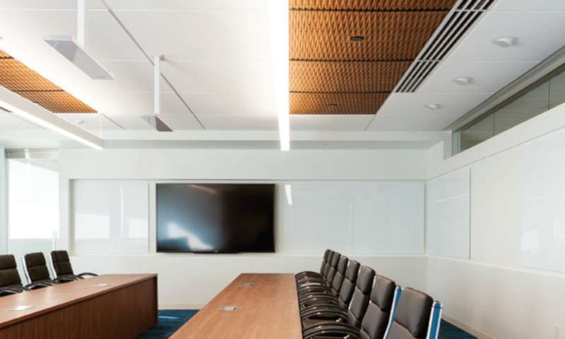 Ceiling and custom wall paneling and cabinets using Plyboo Edge Grain Plywood