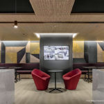 Linear sound ceiling collection helps control sound in bars and restaurants
